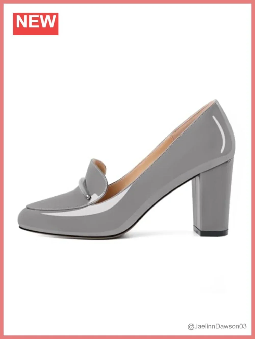 Women's Block Heel Loafer Pumps Round Toe Faux Leather Slip On Chunky Heels